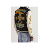 Off white Leather and Wool-Blend Varsity Jacket Unisex Jacket
