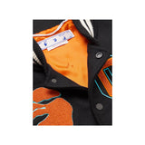 Off white Leather and Wool-Blend Varsity Jacket Unisex Jacket